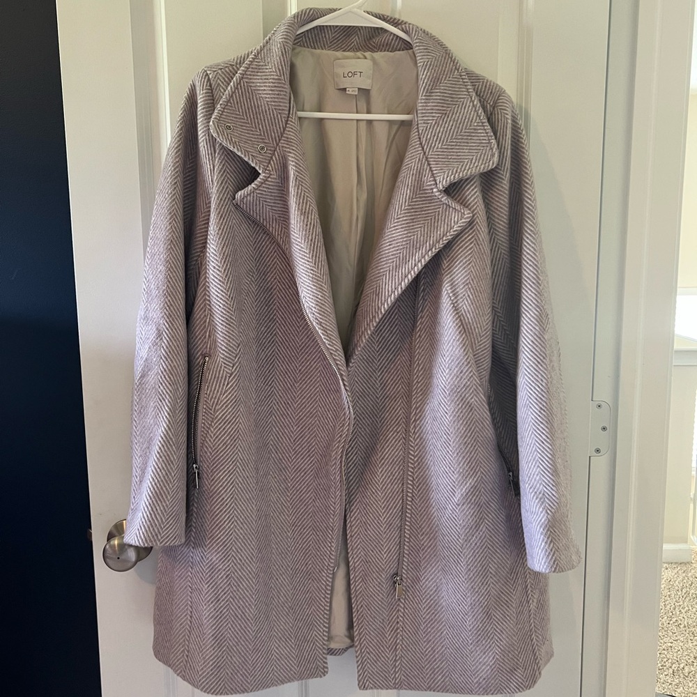 LOFT Women's Purple Herringbone Coat